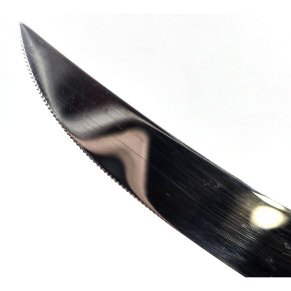 Englishtown Cutlery Sheffield England 6 Orange Bakelite Stainless Steak Knives - Picture 3 of 5